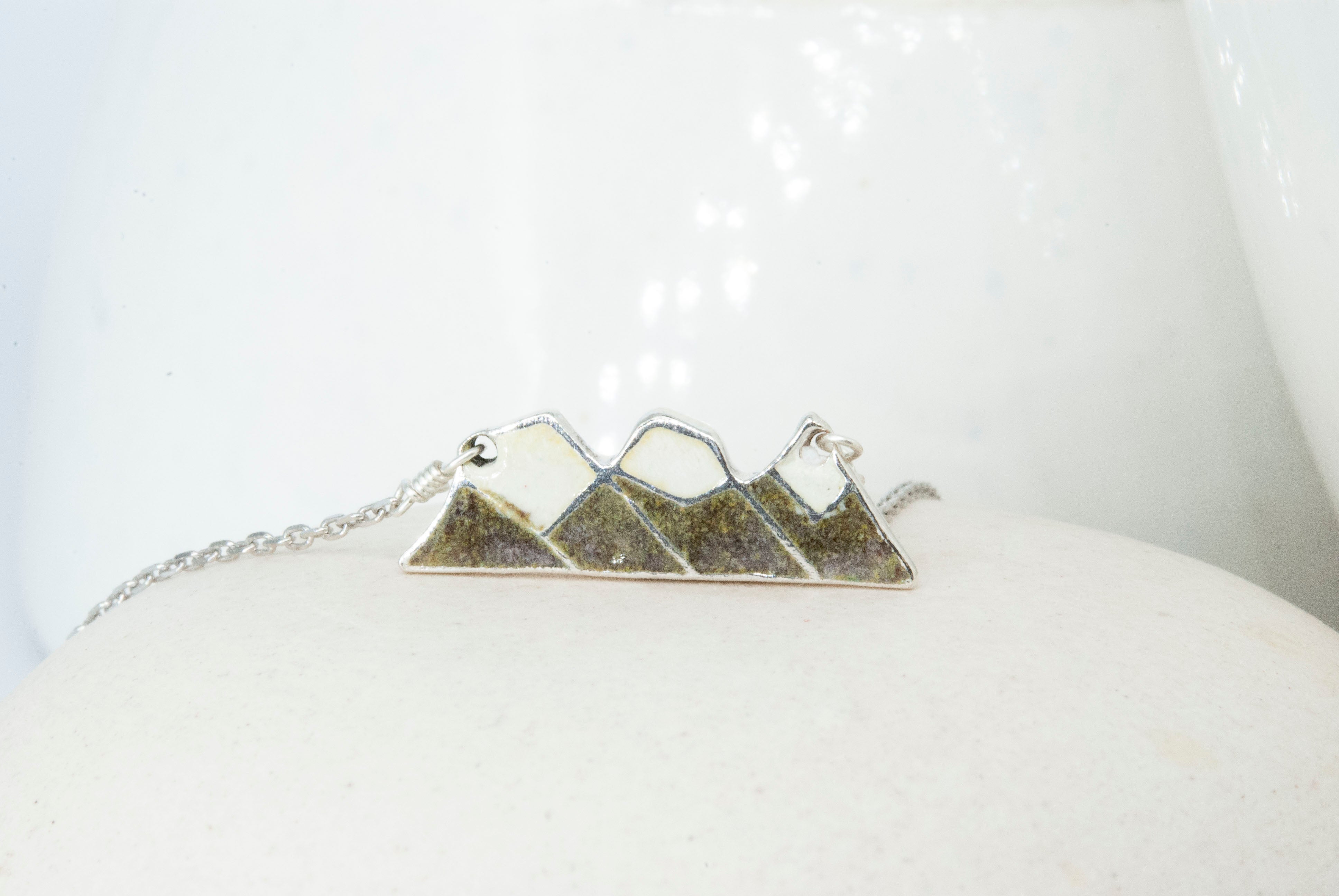Three Sisters Mountain Necklace - Moss Green