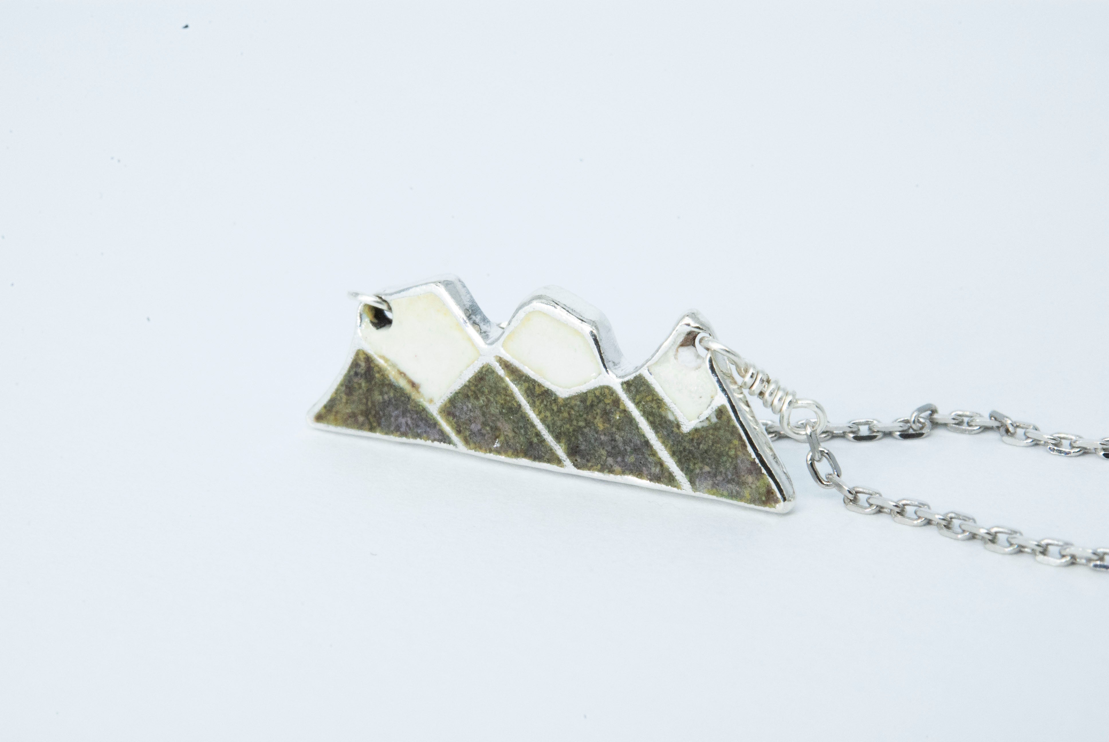 Three Sisters Mountain Necklace - Moss Green