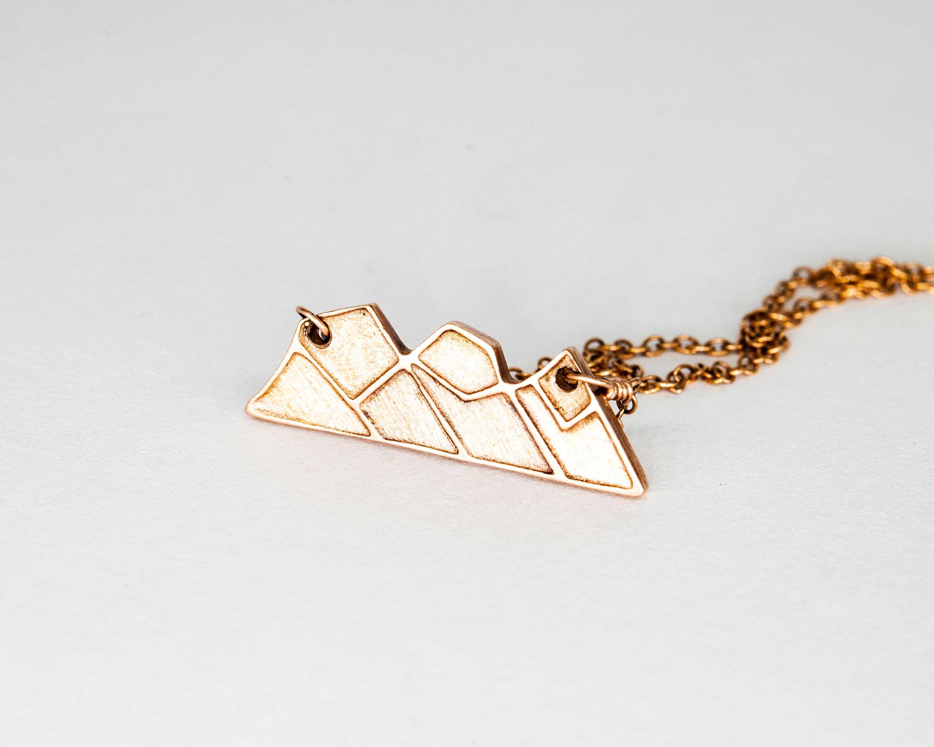 14K Rose Gold Three Sisters Mountain Necklace
