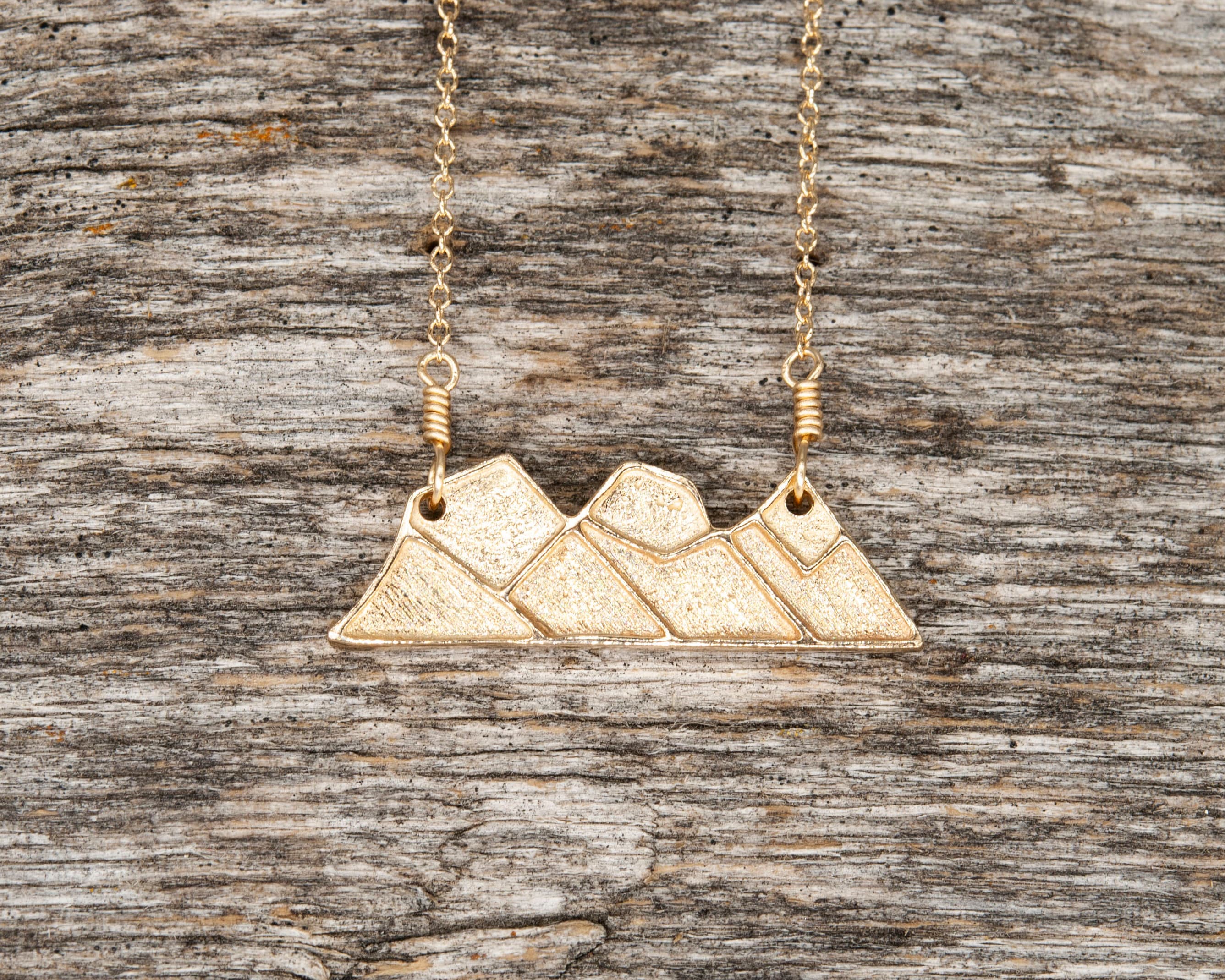 14K Gold Three Sisters Mountain Necklace