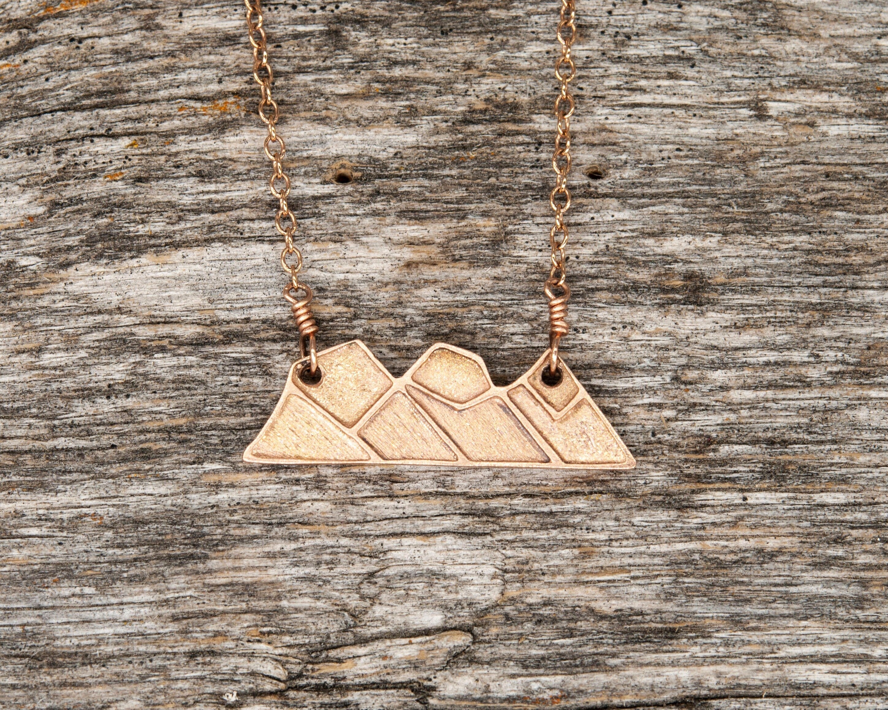 14K Rose Gold Three Sisters Mountain Necklace